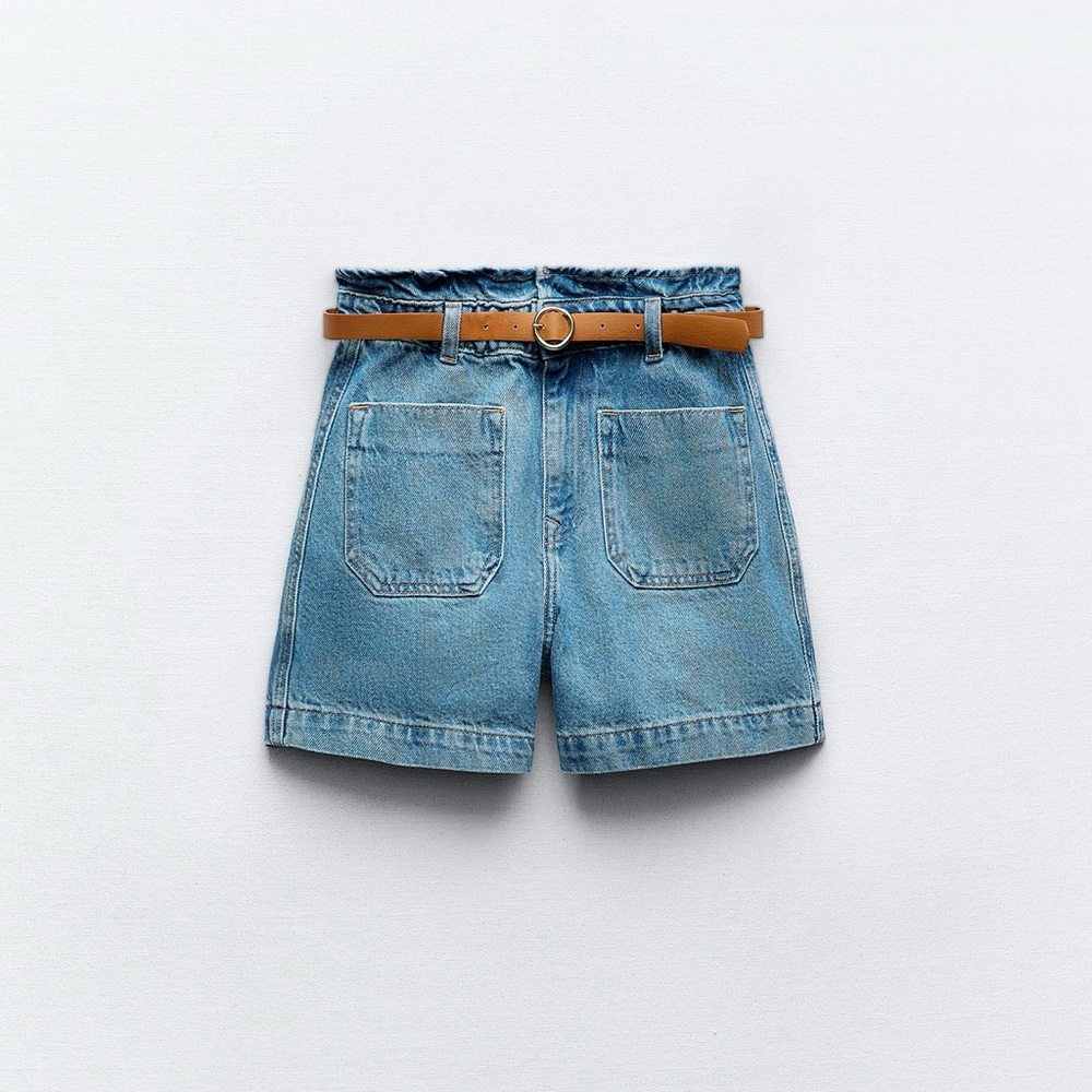 Denim Blue Women's Shorts with Belt